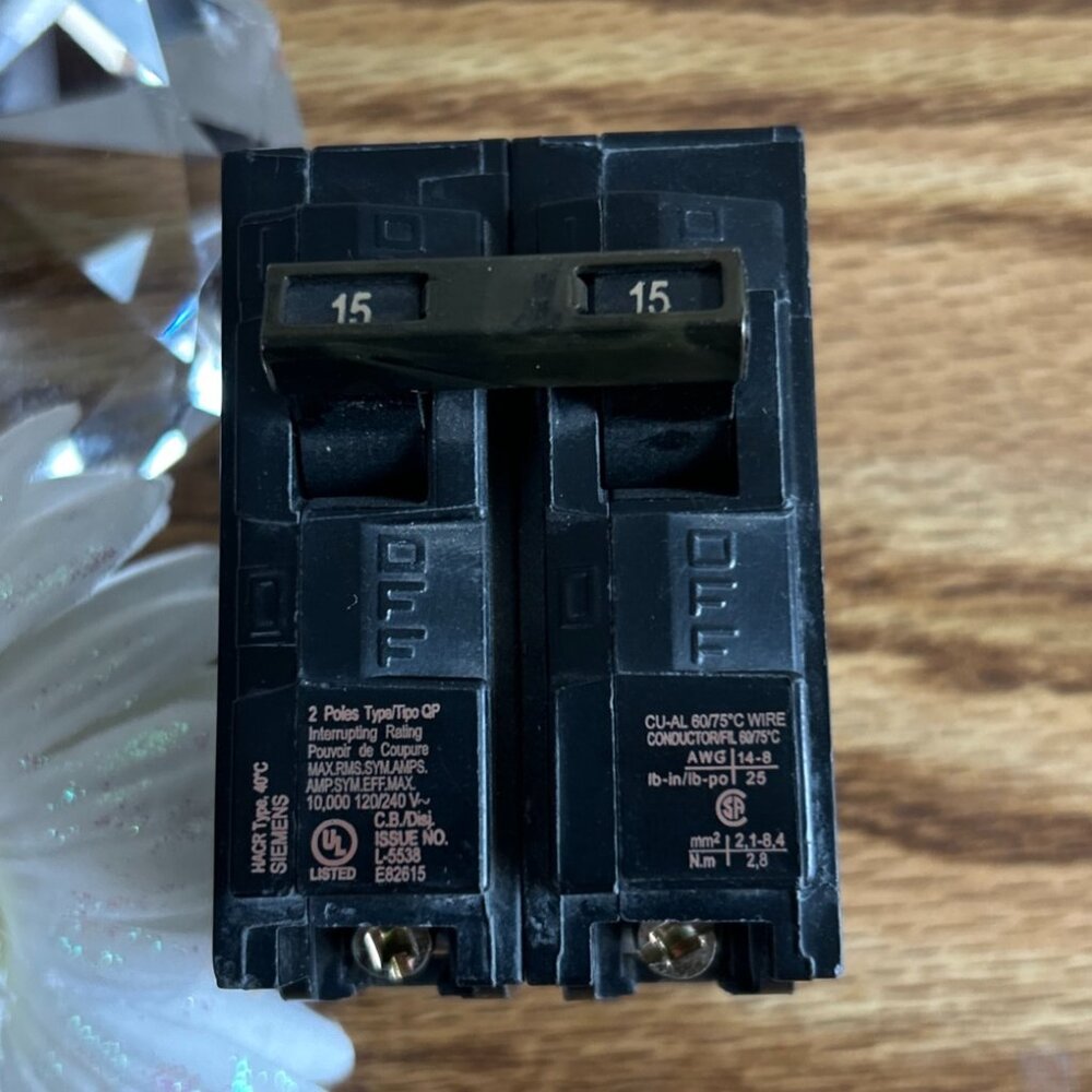 Siemens Q215 Circuit Breaker 15A 120/240V Double Pole Tested Working Used - Picture 3 of 3